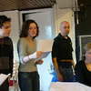 Some of the cast rehearse their songs with musical director Louise Atkins